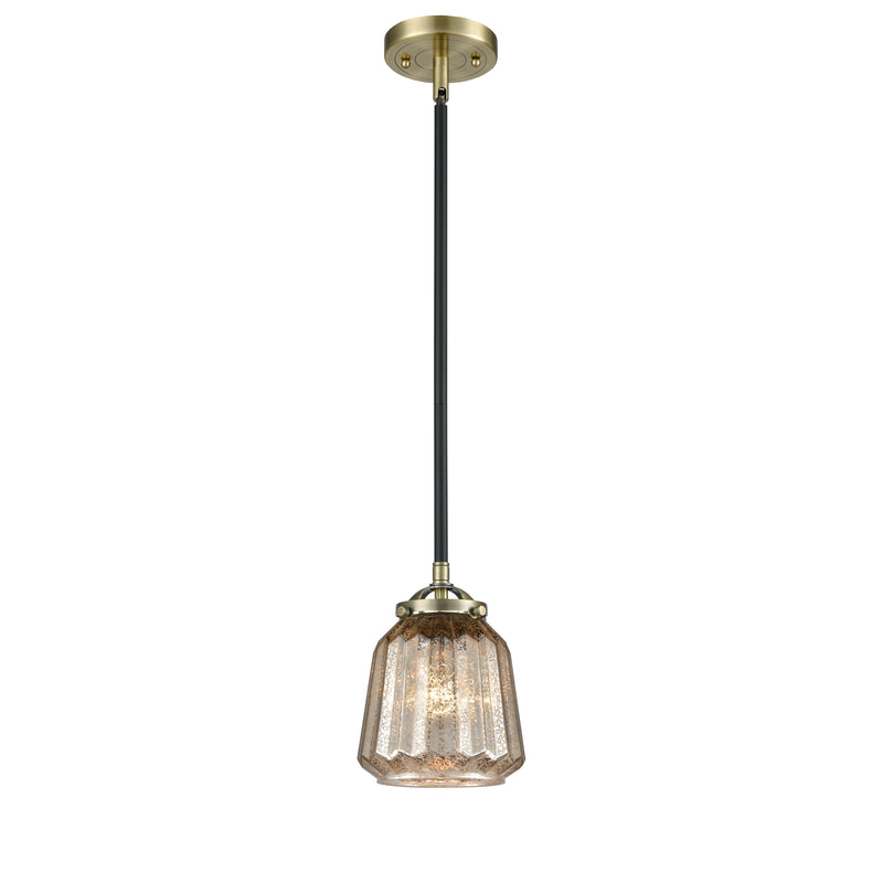 Chatham Mini Pendant shown in the Black Antique Brass finish with a Mercury shade