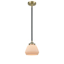 Fulton Mini Pendant shown in the Black Antique Brass finish with a Matte White shade