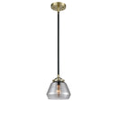 Fulton Mini Pendant shown in the Black Antique Brass finish with a Plated Smoke shade