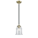 Canton Mini Pendant shown in the Black Antique Brass finish with a Clear shade