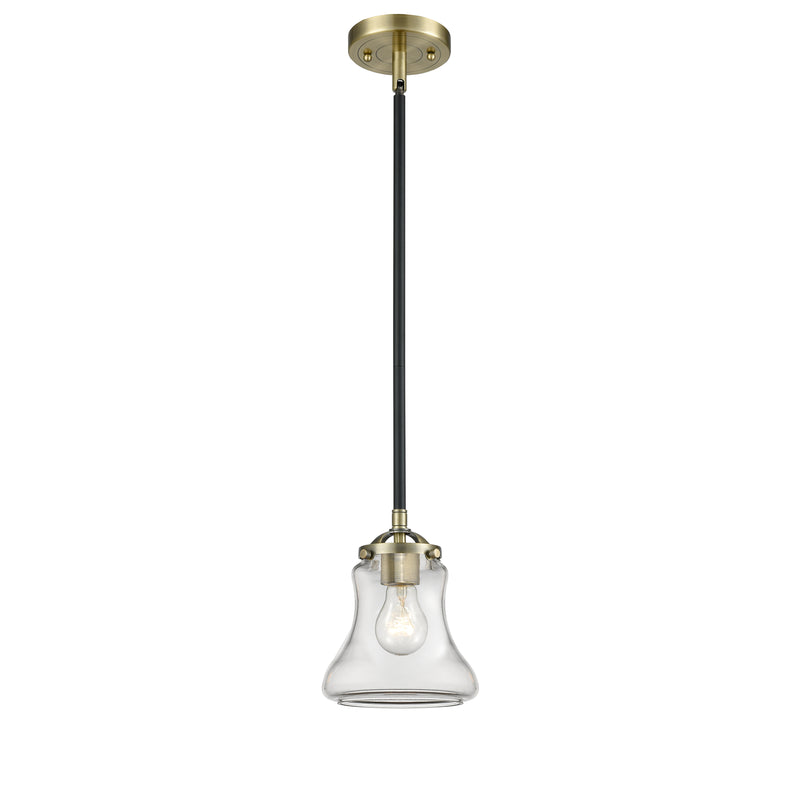 Bellmont Mini Pendant shown in the Black Antique Brass finish with a Clear shade