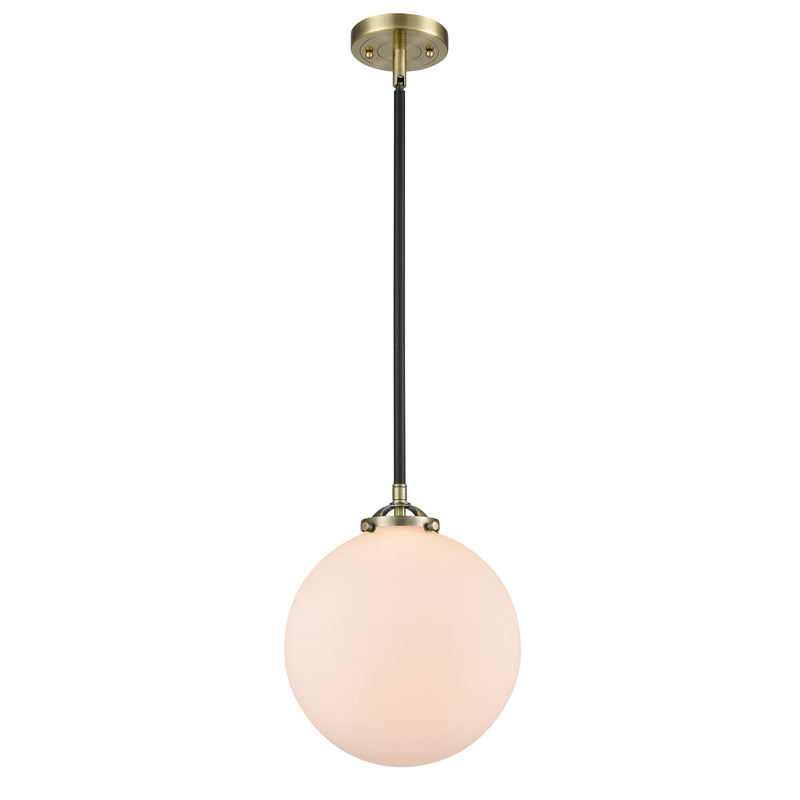 Beacon Mini Pendant shown in the Black Antique Brass finish with a Matte White shade