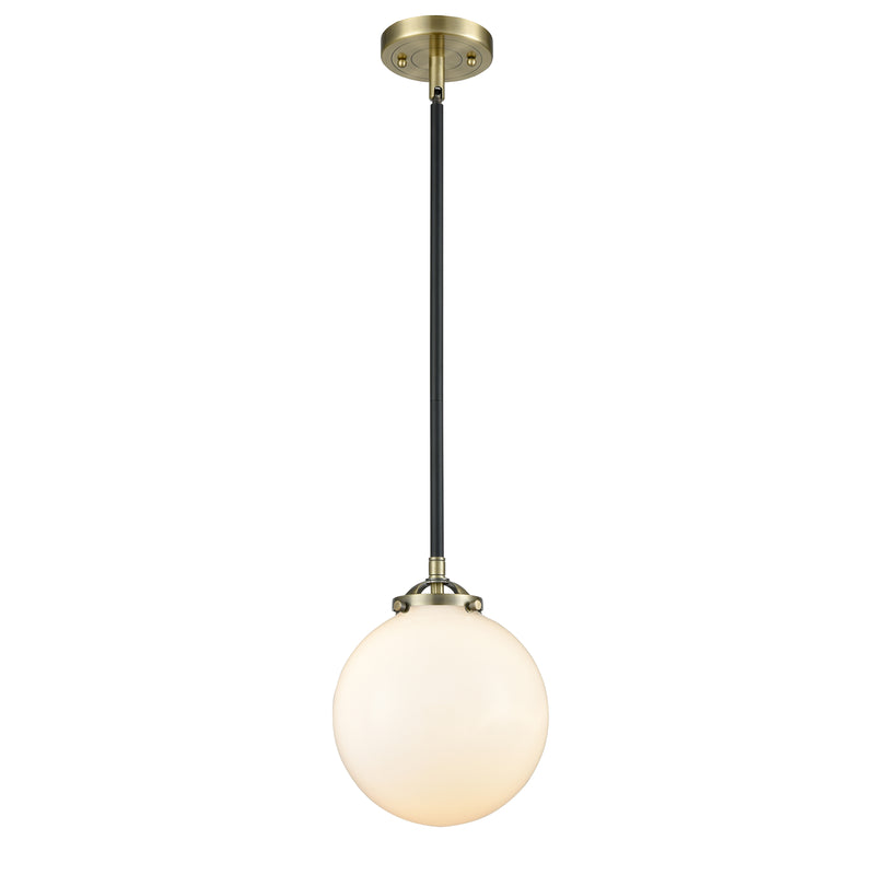 Beacon Mini Pendant shown in the Black Antique Brass finish with a Matte White shade