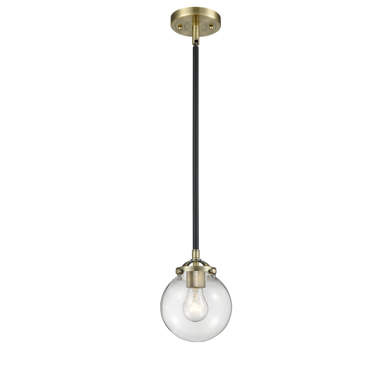 Beacon Mini Pendant shown in the Black Antique Brass finish with a Clear shade