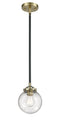 Innovations Lighting Beacon 1-80 watt 6 inch Black Antique Brass Mini Pendant with Seedy glass and Solid Brass Hang Straight Swivel 2841SBABG2046