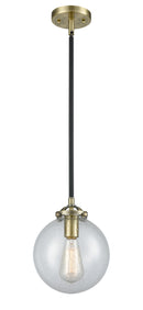 Innovations Lighting Beacon 1-100 watt 8 inch Black Antique Brass Mini Pendant with Seedy glass and Solid Brass Hang Straight Swivel 2841SBABG2048