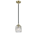 Colton Mini Pendant shown in the Black Antique Brass finish with a Clear Halophane shade