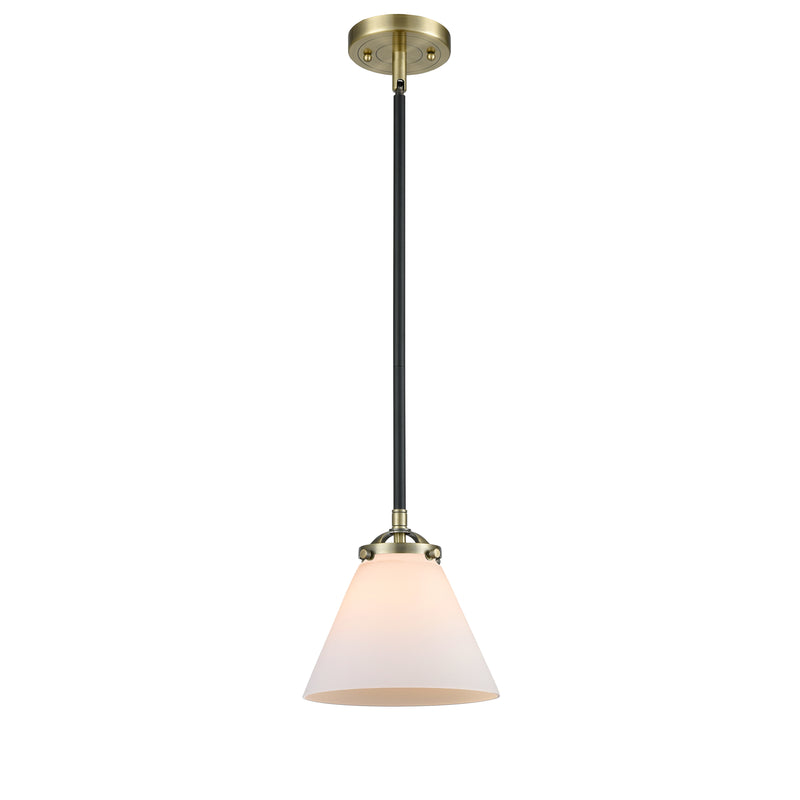 Cone Mini Pendant shown in the Black Antique Brass finish with a Matte White shade