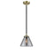 Cone Mini Pendant shown in the Black Antique Brass finish with a Plated Smoke shade