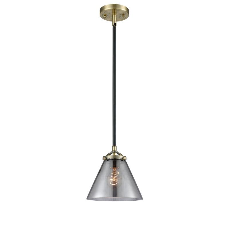 Cone Mini Pendant shown in the Black Antique Brass finish with a Plated Smoke shade