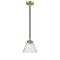 Cone Mini Pendant shown in the Black Antique Brass finish with a Seedy shade