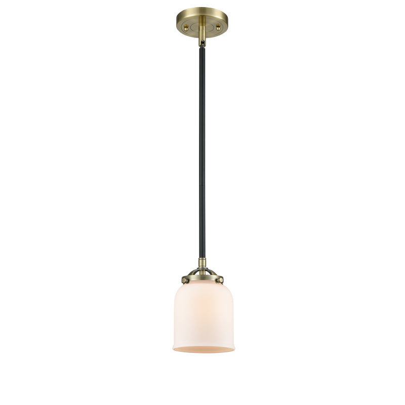 Bell Mini Pendant shown in the Black Antique Brass finish with a Matte White shade