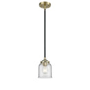 Bell Mini Pendant shown in the Black Antique Brass finish with a Clear shade