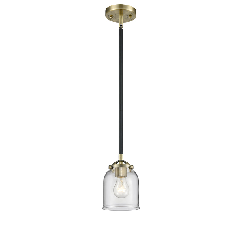 Bell Mini Pendant shown in the Black Antique Brass finish with a Clear shade