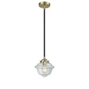 Oxford Mini Pendant shown in the Black Antique Brass finish with a Clear shade