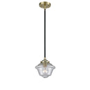 Oxford Mini Pendant shown in the Black Antique Brass finish with a Seedy shade