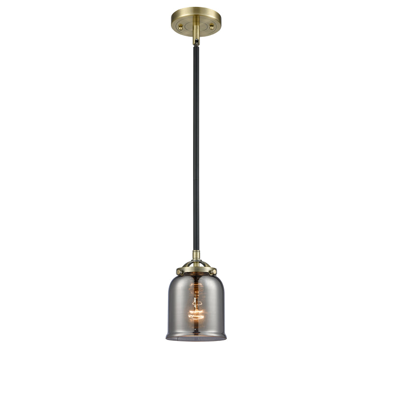 Bell Mini Pendant shown in the Black Antique Brass finish with a Plated Smoke shade