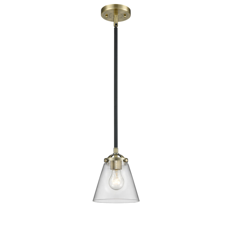 Cone Mini Pendant shown in the Black Antique Brass finish with a Clear shade