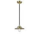 Railroad Mini Pendant shown in the Black Antique Brass finish with a Antique Brass shade