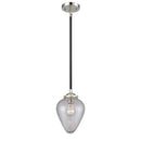 Geneseo Mini Pendant shown in the Black Polished Nickel finish with a Clear Crackled shade