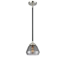 Fulton Mini Pendant shown in the Black Polished Nickel finish with a Plated Smoke shade