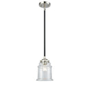 Canton Mini Pendant shown in the Black Polished Nickel finish with a Clear shade