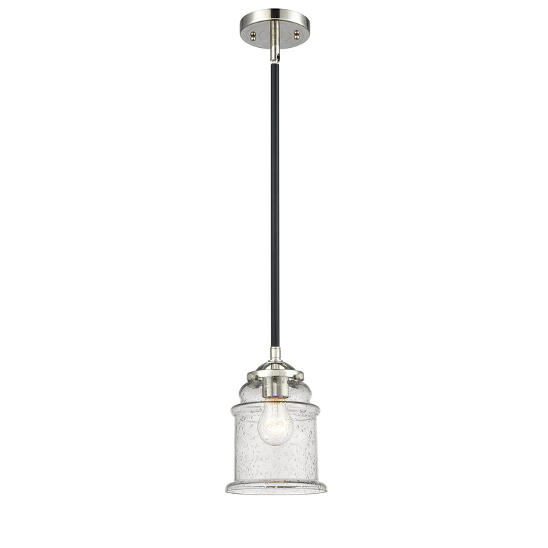 Canton Mini Pendant shown in the Black Polished Nickel finish with a Seedy shade