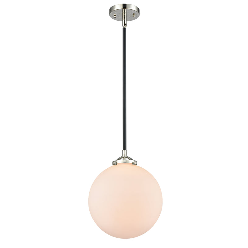 Beacon Mini Pendant shown in the Black Polished Nickel finish with a Matte White shade