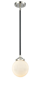 Innovations Lighting Beacon 1-80 watt 6 inch Black Polished Nickel Mini Pendant with Gloss White glass and Solid Brass Hang Straight Swivel 2841SBPNG2016