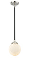 Innovations Lighting Beacon 1-80 watt 6 inch Black Polished Nickel Mini Pendant with Gloss White glass and Solid Brass Hang Straight Swivel 2841SBPNG2016