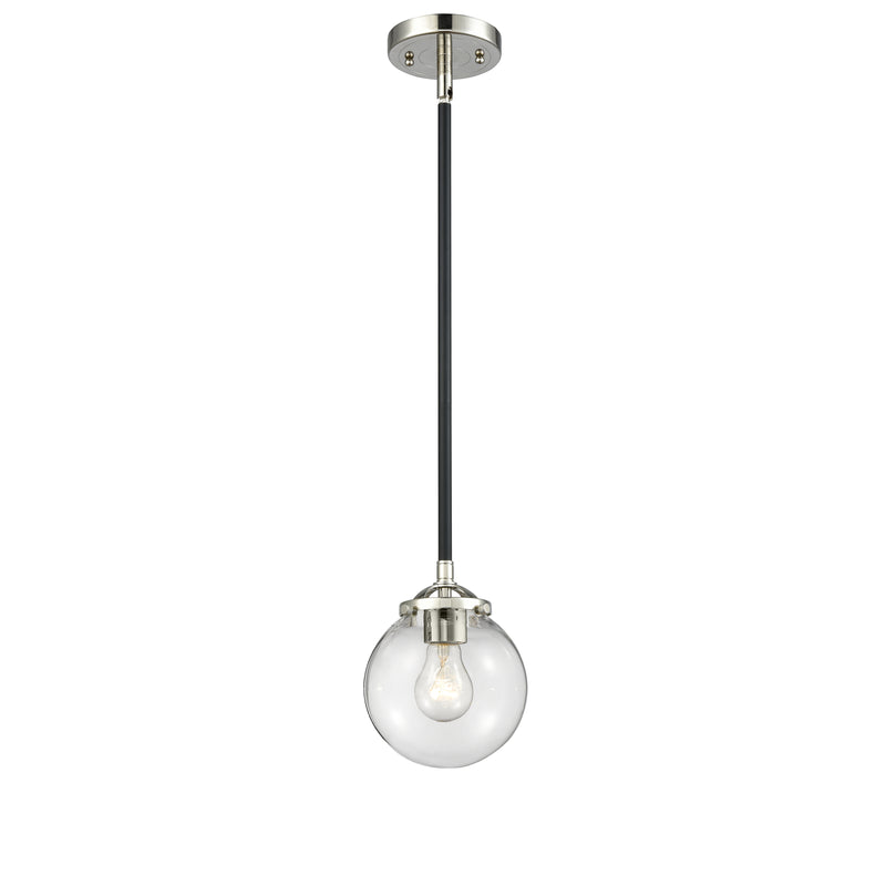 Beacon Mini Pendant shown in the Black Polished Nickel finish with a Clear shade