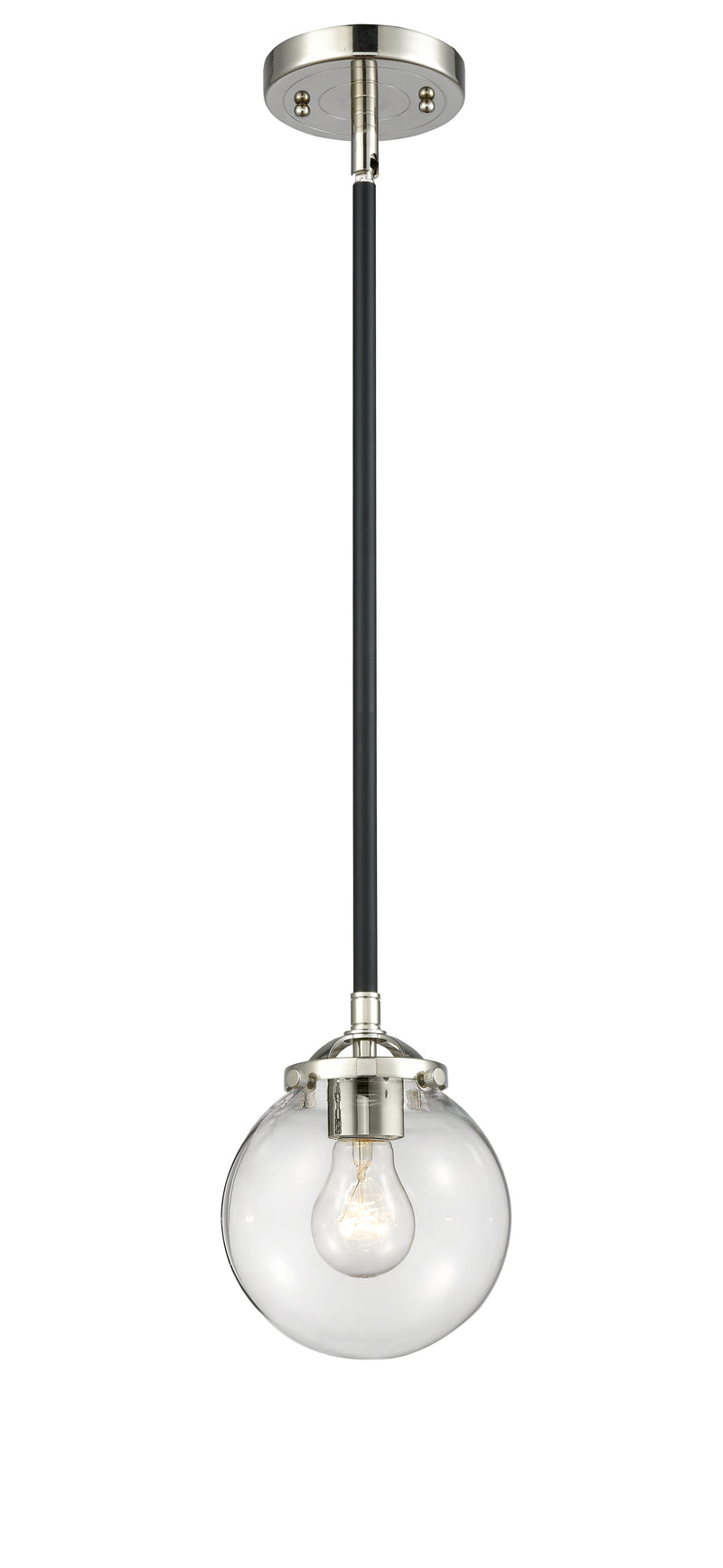 Innovations Lighting Beacon 1-80 watt 6 inch Black Polished Nickel Mini Pendant with Clear glass and Solid Brass Hang Straight Swivel 2841SBPNG2026