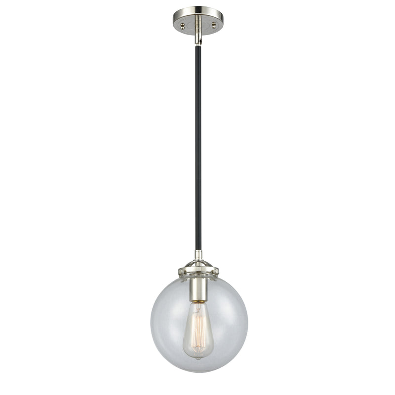 Beacon Mini Pendant shown in the Black Polished Nickel finish with a Clear shade