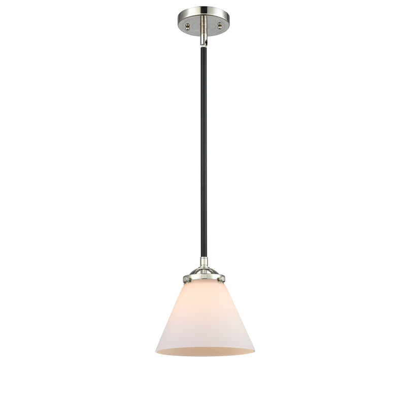 Cone Mini Pendant shown in the Black Polished Nickel finish with a Matte White shade