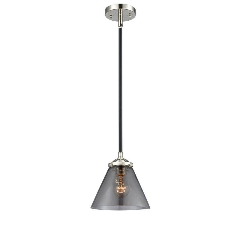 Cone Mini Pendant shown in the Black Polished Nickel finish with a Plated Smoke shade