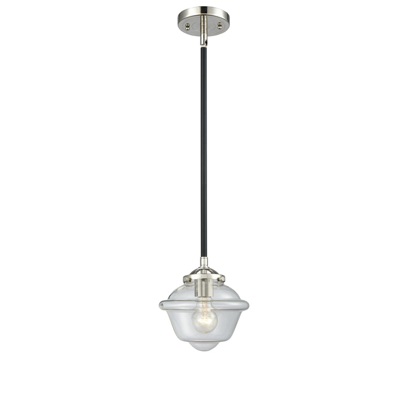 Oxford Mini Pendant shown in the Black Polished Nickel finish with a Clear shade