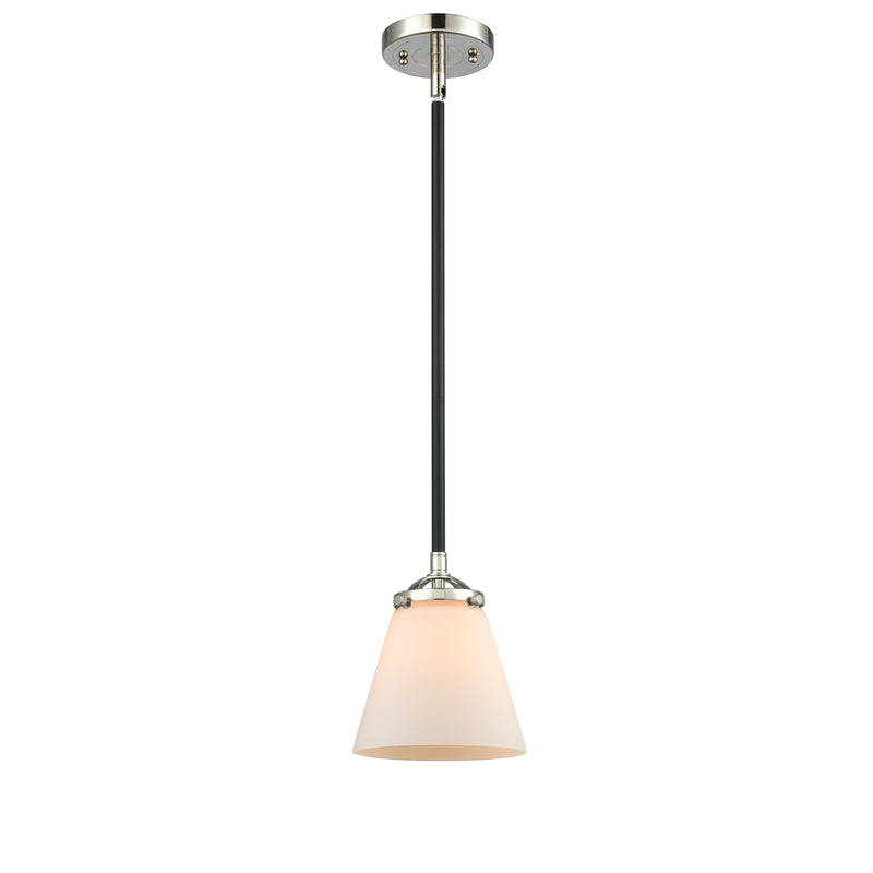 Cone Mini Pendant shown in the Black Polished Nickel finish with a Matte White shade