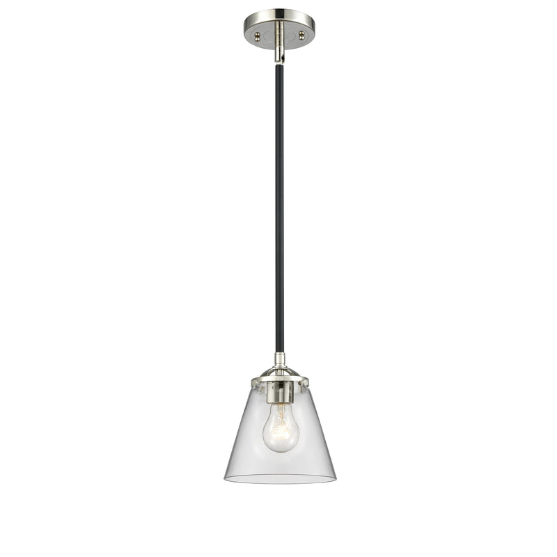 Cone Mini Pendant shown in the Black Polished Nickel finish with a Clear shade