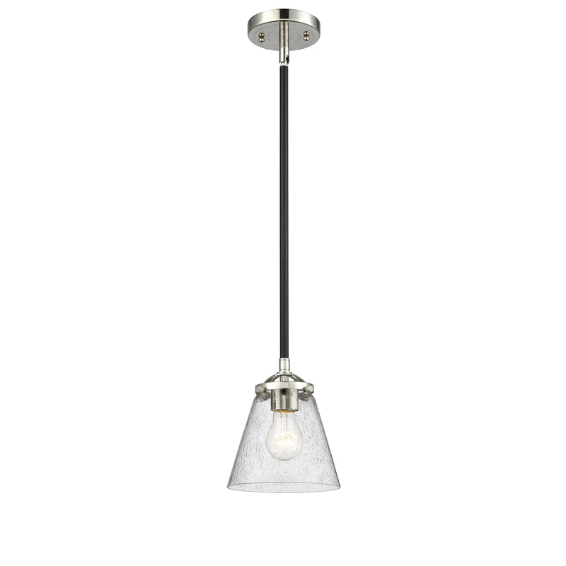 Cone Mini Pendant shown in the Black Polished Nickel finish with a Seedy shade