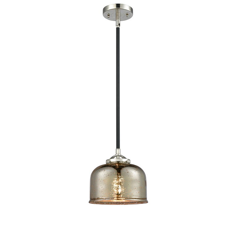 Bell Mini Pendant shown in the Black Polished Nickel finish with a Silver Plated Mercury shade