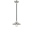 Railroad Mini Pendant shown in the Black Polished Nickel finish with a Polished Nickel shade