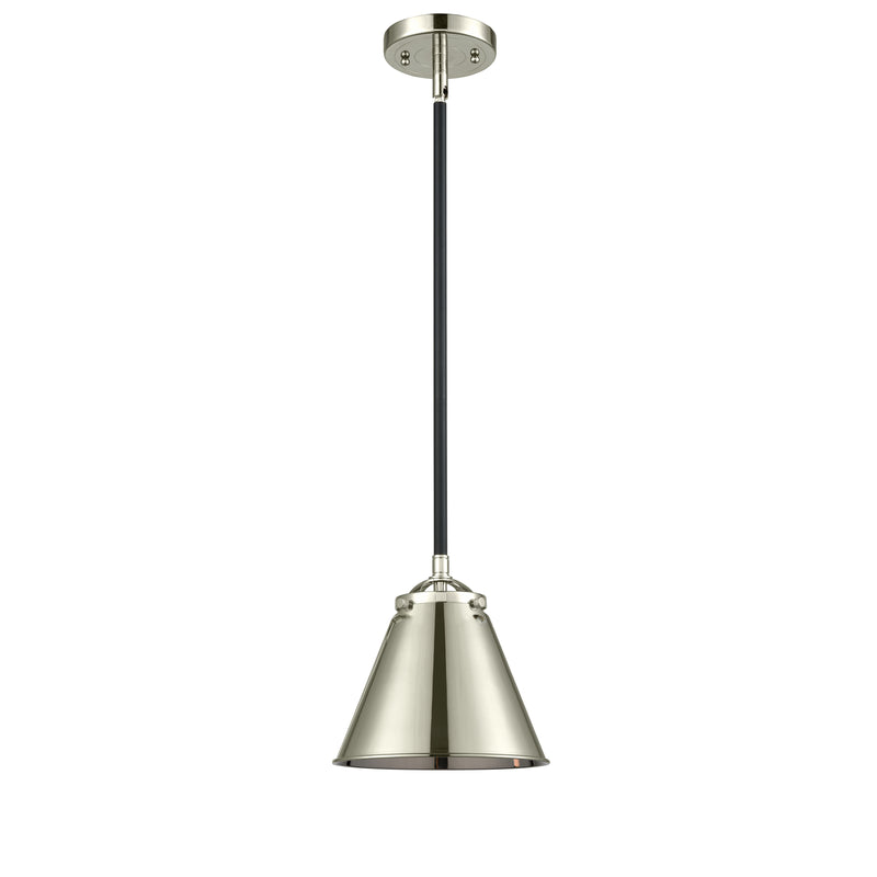 Appalachian Mini Pendant shown in the Black Polished Nickel finish with a Polished Nickel shade