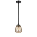 Chatham Mini Pendant shown in the Oil Rubbed Bronze finish with a Mercury shade