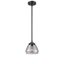 Fulton Mini Pendant shown in the Oil Rubbed Bronze finish with a Plated Smoke shade