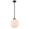 Beacon Mini Pendant shown in the Oil Rubbed Bronze finish with a Matte White shade