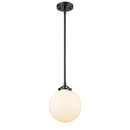 Beacon Mini Pendant shown in the Oil Rubbed Bronze finish with a Matte White shade