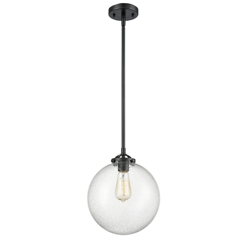 Beacon Mini Pendant shown in the Oil Rubbed Bronze finish with a Seedy shade