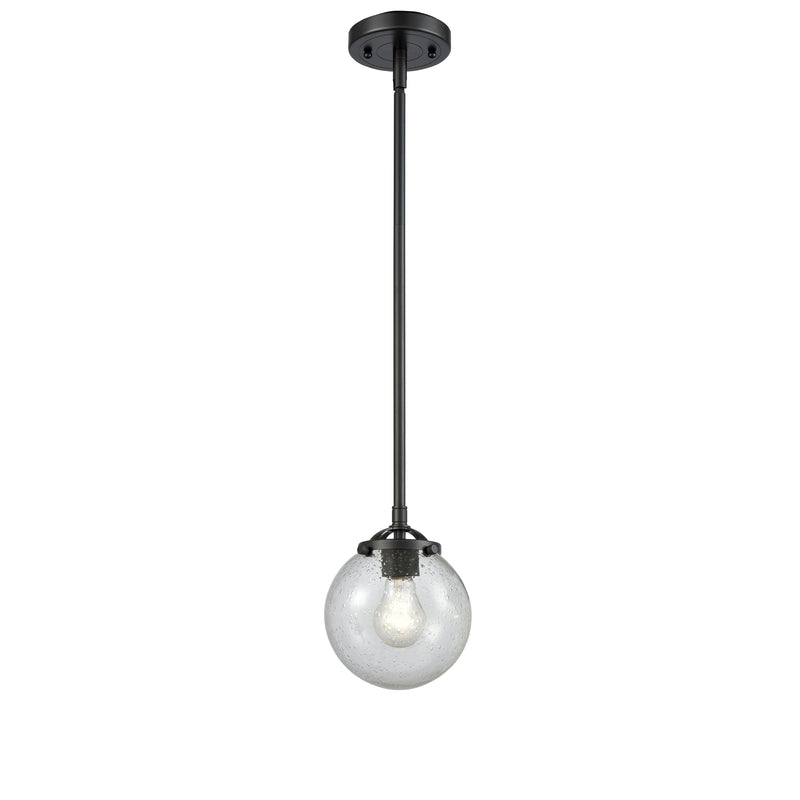 Beacon Mini Pendant shown in the Oil Rubbed Bronze finish with a Seedy shade