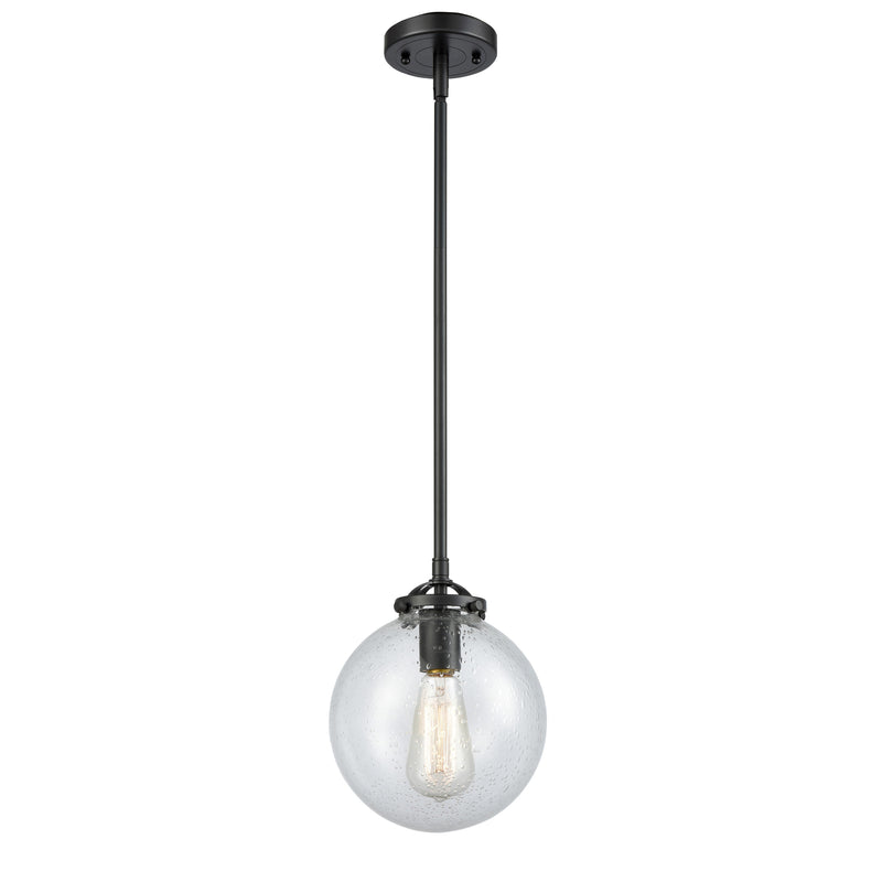 Beacon Mini Pendant shown in the Oil Rubbed Bronze finish with a Seedy shade