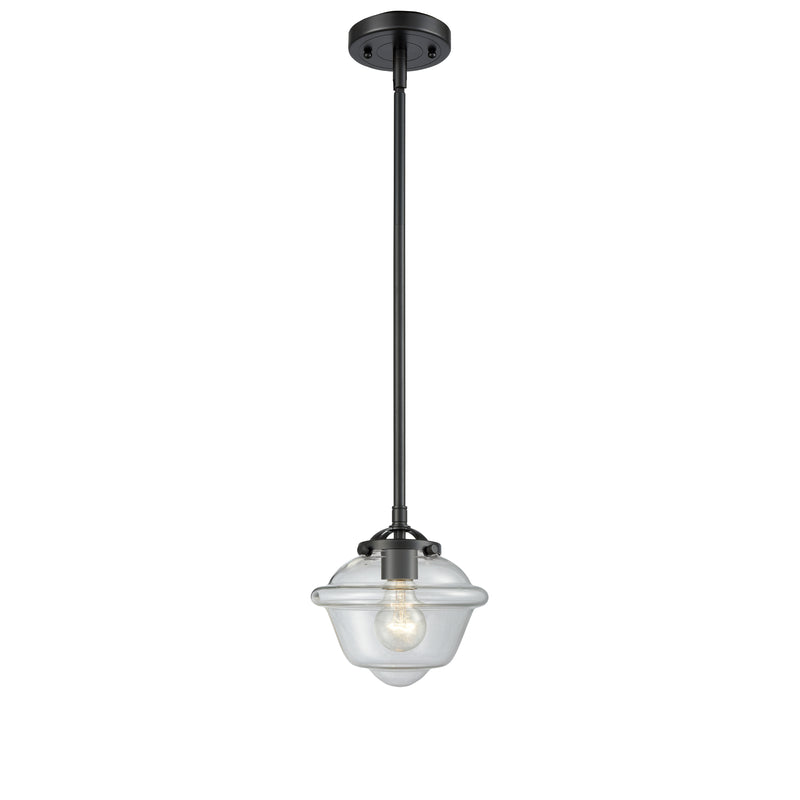 Oxford Mini Pendant shown in the Oil Rubbed Bronze finish with a Clear shade